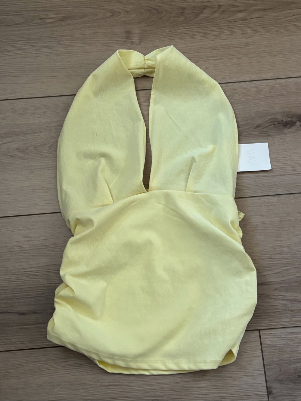 Zara Pale Yellow Halter Bodysuit